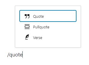 How To Use Gutenberg Editor In WordPress - selecting quote